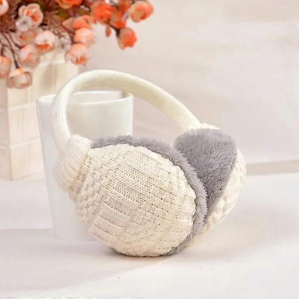 Vita Öronmuffar Kvinnor Flickor Män Skidtillbehör Fluffiga Vikbara Polar Fleece Tyg