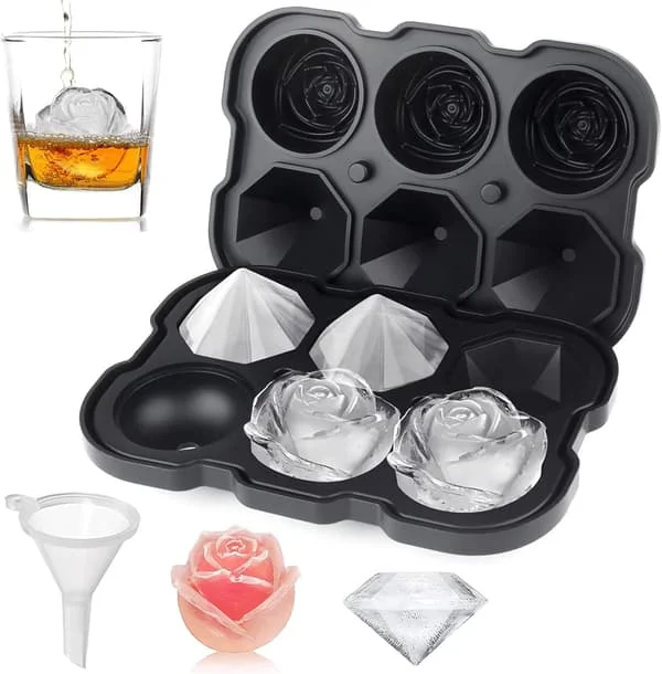 Isbitform, Rose-isbitformer med lokk, Enkel å løsne Stor isbitform for avkjølte cocktailer, Whisky