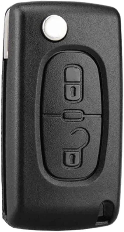 Ny (2 Knappar CE0536) 2 Knappar Nyckelskal Kompatibel med CE0536 Vikbar Flip Nyckel för Peugeot 207 307 308 407 408 3008 5008 Citroen C2 C3 C4 C5 C6 