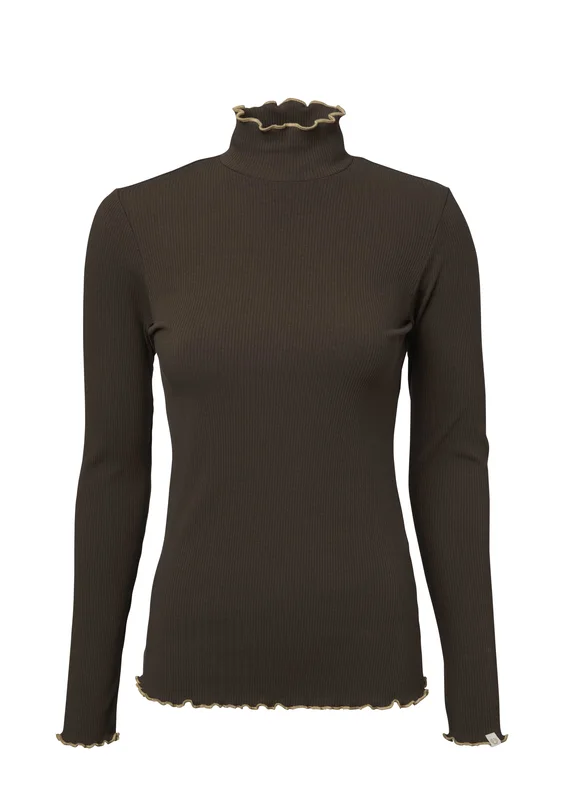 Chevalier Kelly Longsleeve Top Damen - Bio-Baumwolle, gerippt gestrickt, femininer Kragen-Für Jagd und Outdoor, komfortabel, dekorative Kräuselung