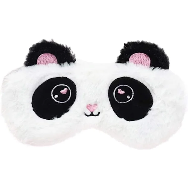 Søt Panda Sovemaske Myk Fluffy Plysj Bind for Øynene Morsom Nyhet Sovemaske Øyedekke Øyenskygge Barn Nattlur Reise Meditasjon - Panda