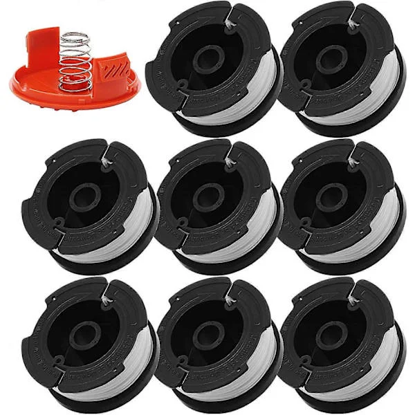 8 kpl 1,65 mm / 0,065 tuuman nailoninen siimapää Black and Decker -trimmerille, pyöreäydin Black and Decker -trimmerilanka, automaattisyöttöinen 