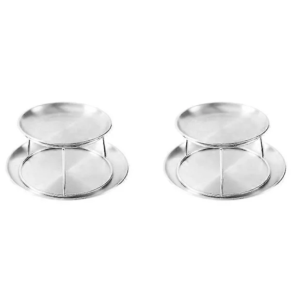 2x Skaldjursfat Set Dubbel Rostfri Mellanmålsfat Eftermiddagste Kaka