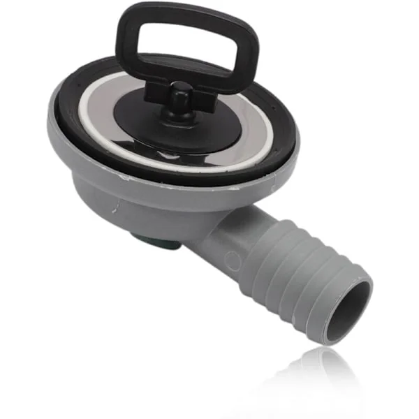 Rostfritt avloppsrör, 55 mm diameter, för husbilar och husvagnar. Med 20-25 mm rörutlopp och 90° böj.