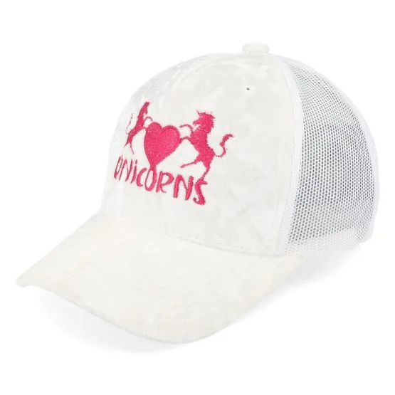Unicorns - Blanc trucker Casquette - Kids Unicorns Heart Youth White Velvet A-frame Trucker @ Hatstore