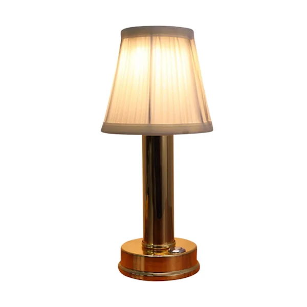 Classi LED Rechargeable Desk Lamp Eye-Friendly Lamp, Round Fabric Lampshade Lamp Iron Small Table Lamp with Restaurant, Cafe Decoration