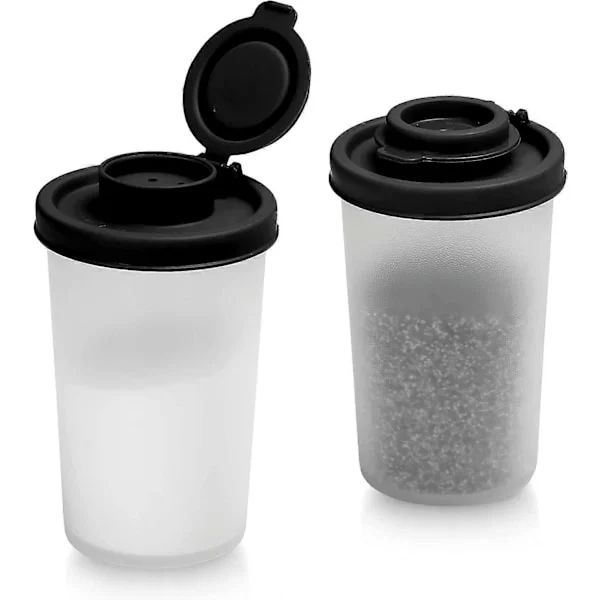 WARE Små Salt- og Peberbøsser til Rejser, Camping og Take-Away - Låsbare - 40g, Pakke med 2 Små sorte