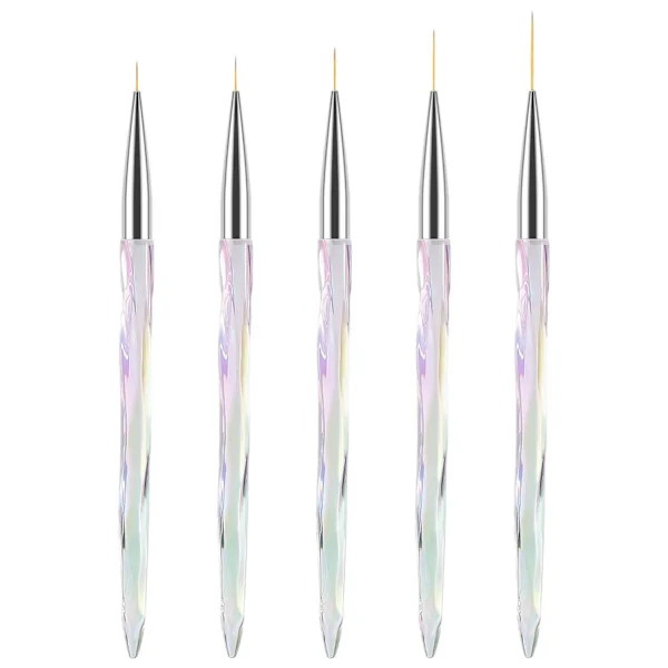Nagelkonstlinjer Penslar, Tunna Linje Nagelpensel 7/9/11/15/20mm Tunna Detalj Precision Ritning Penslar för Gellack