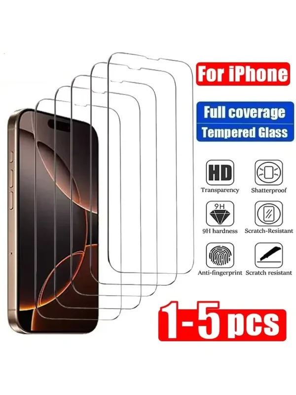 AliExpress - 1–5 Stück HD-Definition gehärtetes Glas für iPhone 17, 14, 13, 12, 11, 16, 15 Pro Max 12, 13 X Xs Max XR Glas-Displayschutzfolie