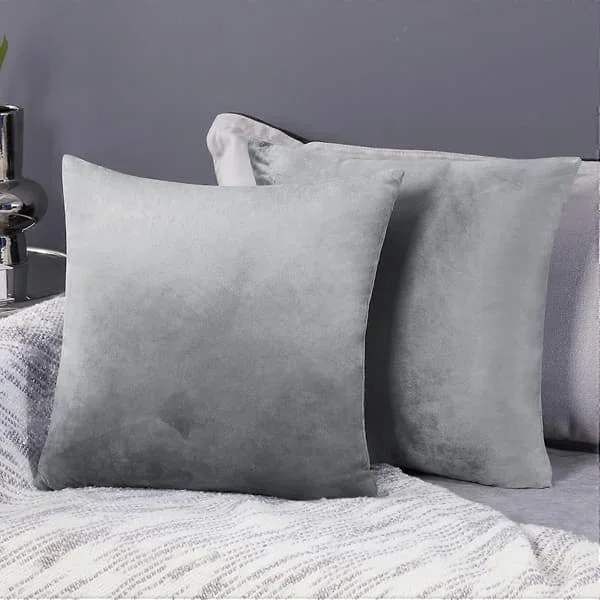 2-pack Crushed Velvet Cushion Covers 50cm x 50cm Decorative Pillows for Garden Chairs with Invisible Zipper Grey