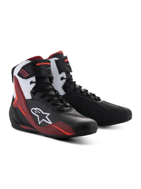 Chaussures Moto Alpinestars Faster-4 Noir/Blanc/Rouge Foncé 43,5