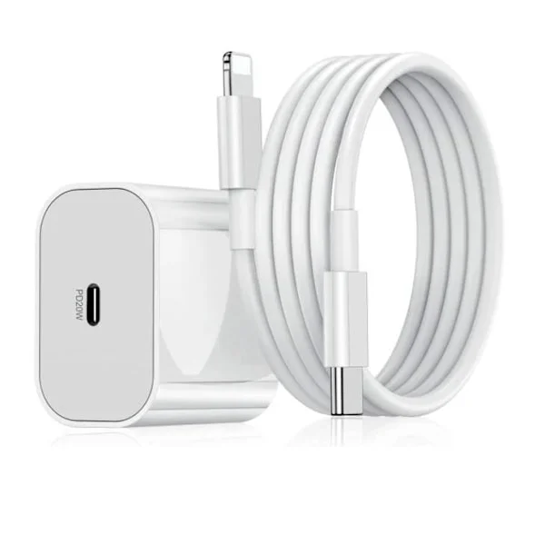 iPhone snabbladdare strömadapter 20W + 2m kabel Vit - 1st Laddare & 1st 2m laddkabel 1st Laddare & 1st 2m laddkabel