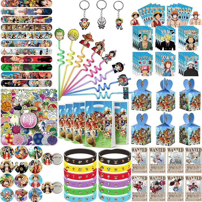AliExpress - Articles de fête d'anniversaire à thème One Piece : Drapeau, Masque à claquer, Autocollant, Porte-clés pour sacs de fête d'anniversaire, 