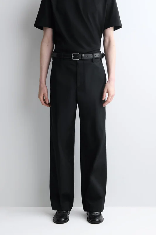 COS Men's Cotton Relaxed-Fit Wide-Leg Chinos in Black