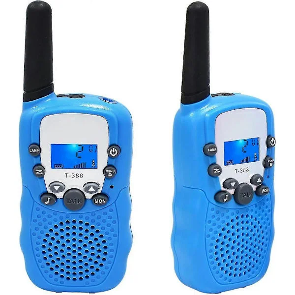 Walkie Talkie -lasten radio, Walki Talki Walkie Talkie taskulampulla 3KM kantama Woki Toki lelulahja, 2 kpl sininen