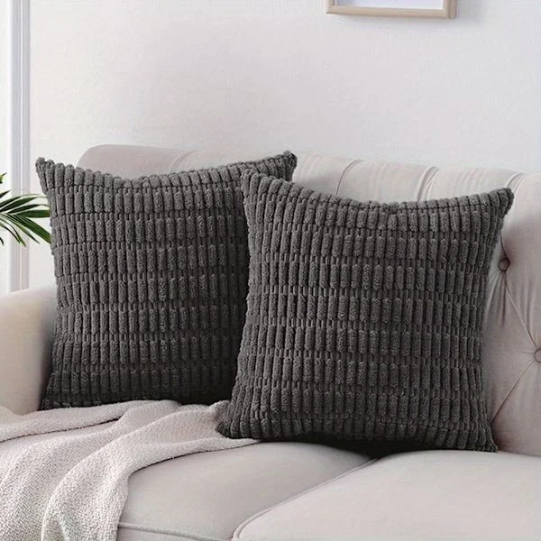 Textil 2-pack Corduroy Dekorativa Kuddfodral 18x18 Tum Mjuk Boho Randig Kuddfodral Modern Lantgård Heminredning Soffa Kuddfodral