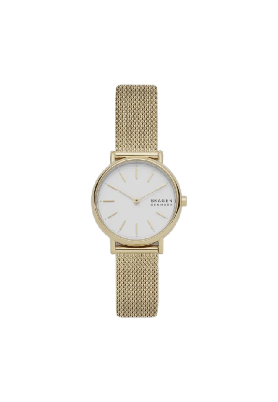 Skagen Signatur Dam, Vit/guld, Meshband - Skw2693 Klockor Dam 30 mm