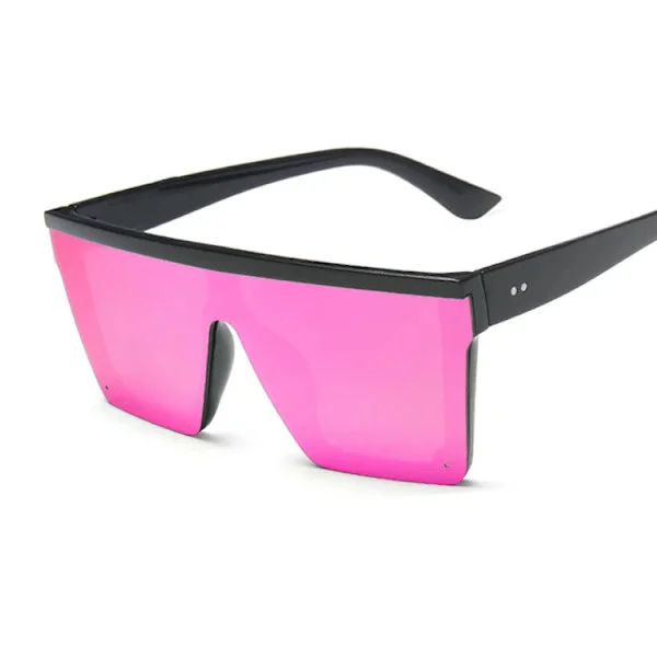 Firkantede solbriller dame luksus vintage merke designer solbriller kvinnelig stor ramme speil svart sølv flat topp Oculos De Sol