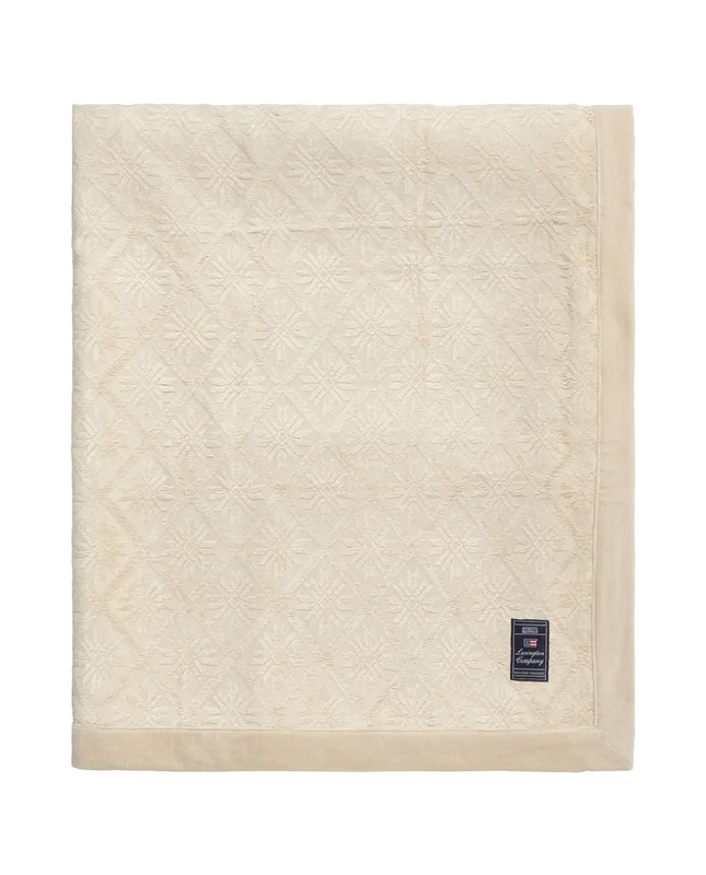 Lexington Jacquard överkast i viskos/bomull, ljusbeige