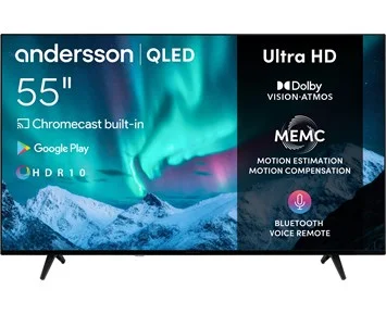 55" 4K QLED-TV med lyssterkt bilde og innebygd Chromecast
