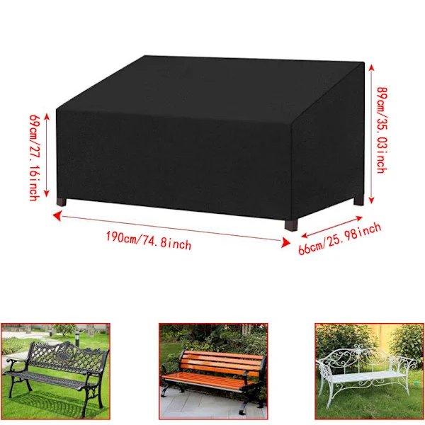 190x66x89/69cm Beskyttende Betræk til 3-Personers Udendørs Sofa Beskyttelse