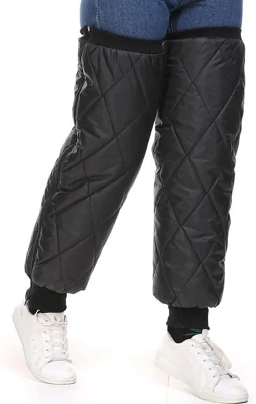 Motorcycle Windproof Knee Pads, Winter Waterproof Leg Warmers, Zipper Leg Warmers, Black, 70cm, Unisex