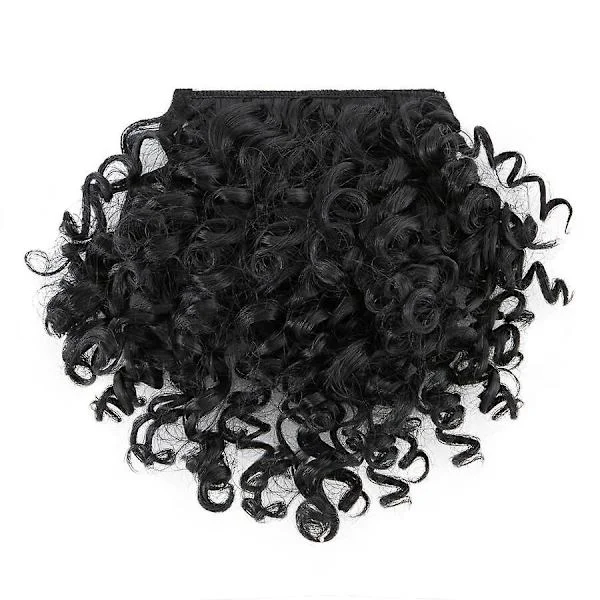 6-tommers Afro Bangs Krøllete Pannelugg Extensions Clip in Pannelugg
