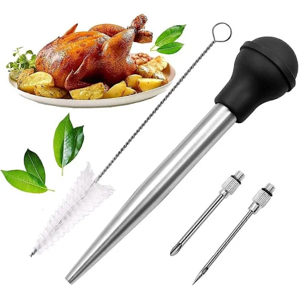 Sprøyte Marinadesprøyte Grillspøyte BBQ Marinadesprøyte Matsprøyte Sprøyte BBQ-nåler i rustfritt stål