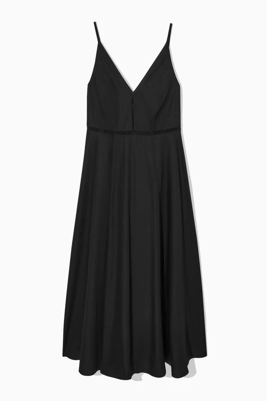 COS Women's V-Neck Midi Slip Dress in Black
