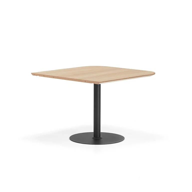 Bord METRIC, rundade hörn, 1000x1000x720 mm, svart/ek