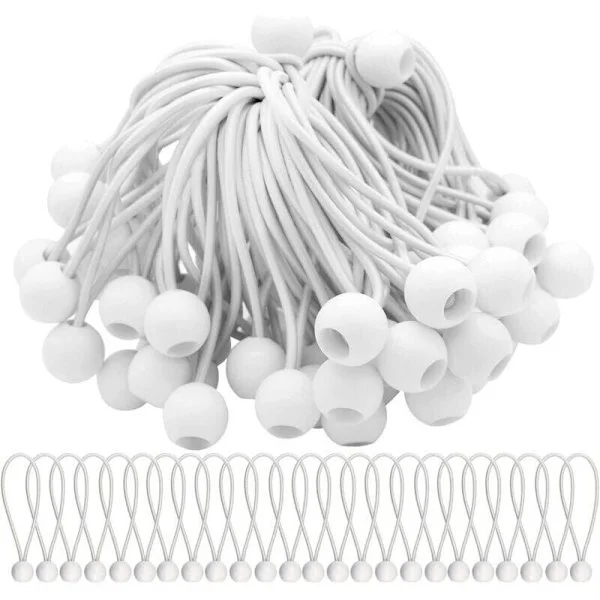AIMOONSA Förpackning med 50 elastiska spännare, elastiska snören med kulor, gummiband, elastiska kulor för partytält, tält, banderoller och 
