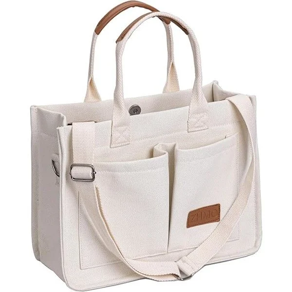 Stor veske i kanvas for kvinner, damevesker for laptop og arbeidsbøker, crossbody-veske, håndveske, skulderveske, reiseveske, messenger, gym-veske