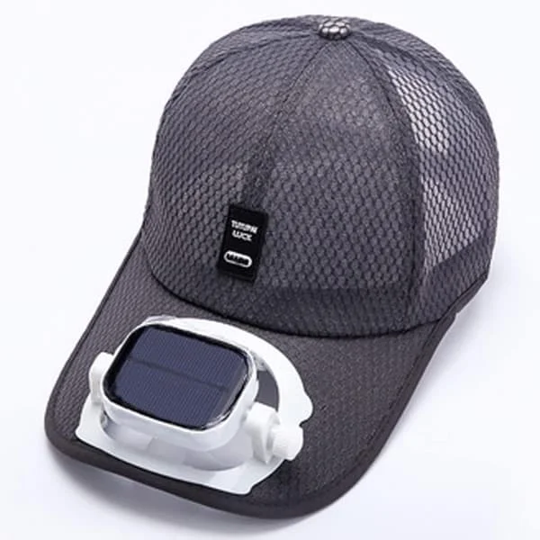 Baseballcaps for menn med solcelle-vifte, sommerhatter i mesh for stranden
