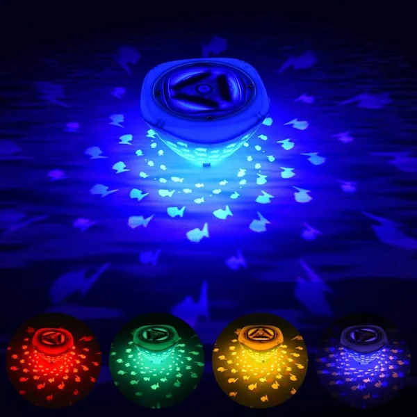 LED Pool Lampa, Vattentät Flytande IP67 Undervattens LED Discolampa med 6 Färger, Kompatibel med Pool, Fontän, Spa, Fest