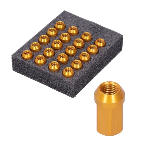 20 st Hjulbultar M12x1.5 Gänga 1.3 tum Höjd 7075-T6 Aluminium Låsande Hjulbultar Guld