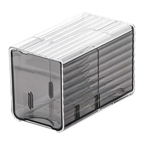 Wall-Mounted Storage Box for Cotton Pads and Cotton Swabs, Punch-Free Transparent Cosmetic Storage with Drawer B