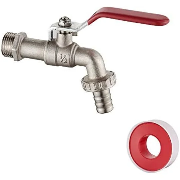 Utendørs hagekran 1/2 - Hagekran med adapter, frostsikker kran -10 °C, høytemperaturmotstand 120 °C, rustfri, kulevanning