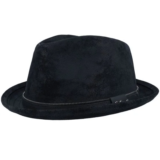 Balmoral Herren Fedora Hut Pigskin Black Fedora aus Schweinsleder in Schwarz, Größe S (55 cm) - Klassischer Stil