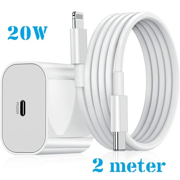 2M USB-adapter 20W USB-C lightning-kabel Laddare Apple iPhone 13