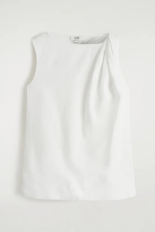 COS Women's Twisted-Detail Linen Top in White