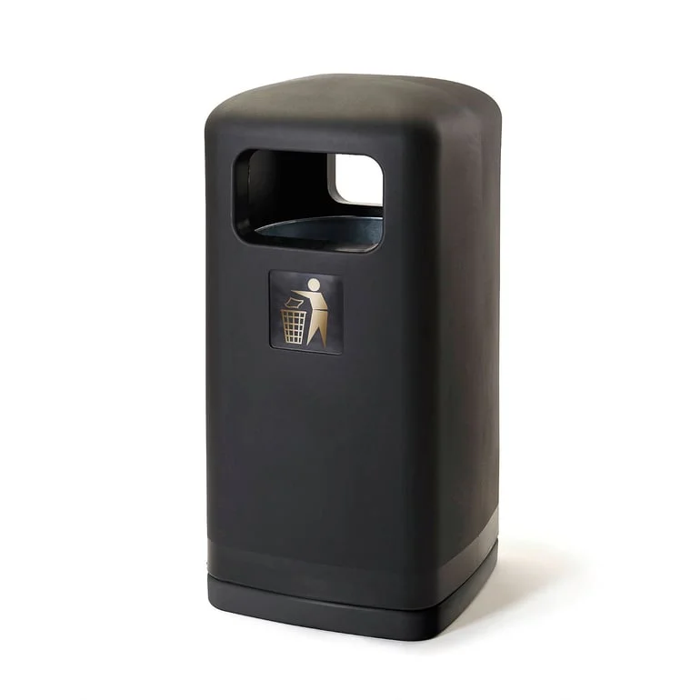 Outdoor hooded waste bin HARRY, Ø515 x 1020 mm, 100 L, black