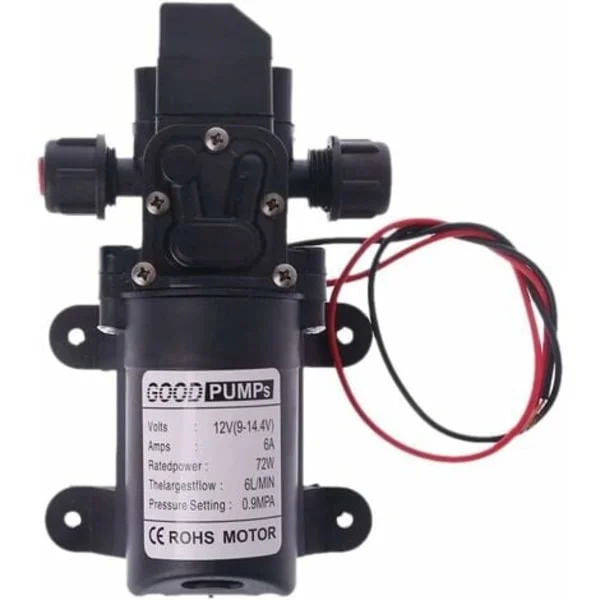 RV Vattenpump 12V DC 12V 60W 40M 6L/min Högtryck Vattenpump Membran Primer Pump RV Vattenpump (Spänning: 12V)-FA13-