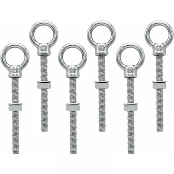6 stk., M8 x 80mm øjebolt M8 ringskrue med metrisk gevind rustfrit