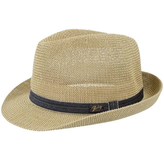 Seeberger - Beige straw Hoed - Elliott Natural Trilby Straw Hat @ Hatstore