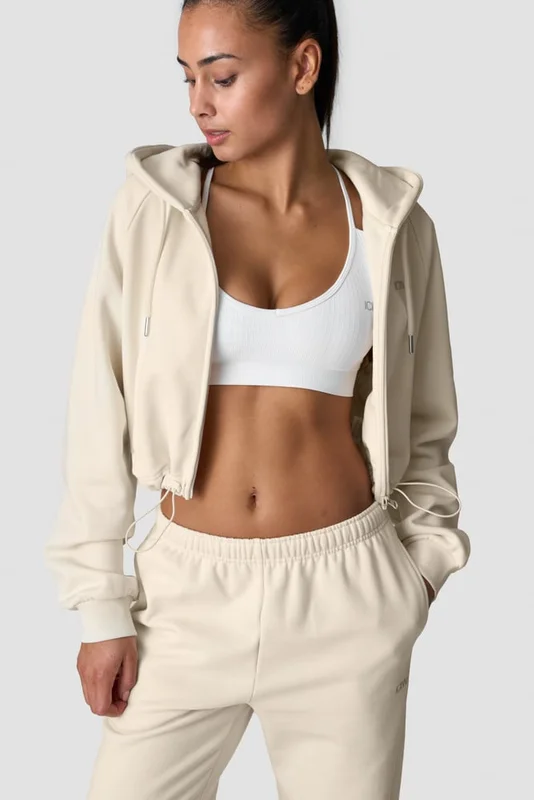 ICANIWILL - Everyday Cropped Hoodie Cream - Dames - sportkleding van ICIW