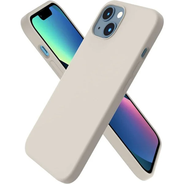 iPhone 13-deksel, flytende silikondeksel til 6,1-tommers iPhone 13, ultratynt deksel, støtsikkert beskyttende mykt deksel grå grå