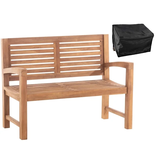 Teak Sofa 120 cm - Trädgårdsmöbler - inklusive skyddsskydd för hållbarhet | Innehållsuppsättning: Halden