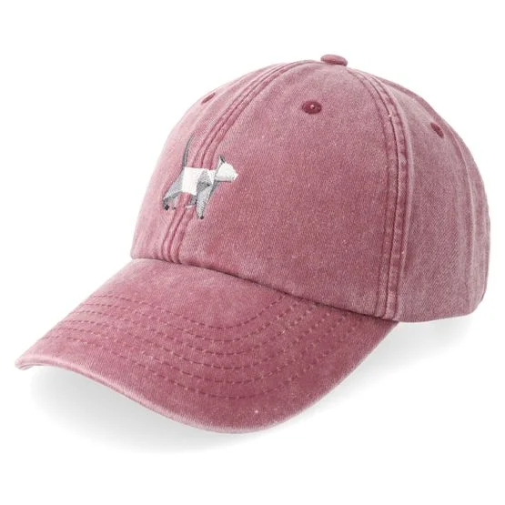Origami - Origami Cat Vintage Washed Red Dad Cap Unconstructed Red Cap - @ Hatstore