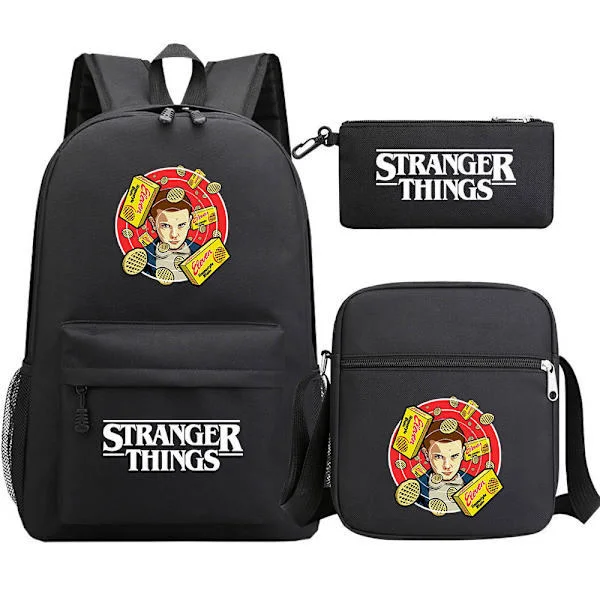 Stranger Things Backpack 3-Piece Set Student School Bag Canvas Bag 23 3PCS/Set