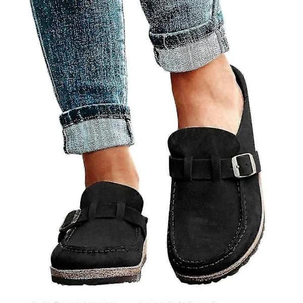 Dam Bekväma Mockatofflor Slip On Sandaler Sommar Hemmakontorsskor Svart 42